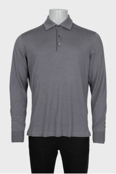 Men's long sleeve cashmere and silk polo shirt