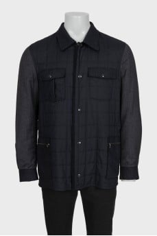 Men's black jacket with wool inserts