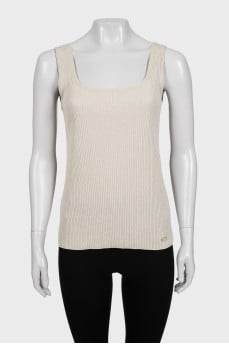 Beige silk T-shirt