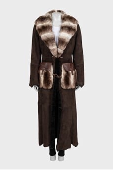 Brown rabbit fur coat