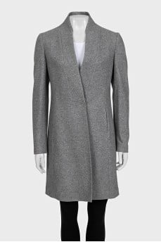 Gray coat with a stand-up collar