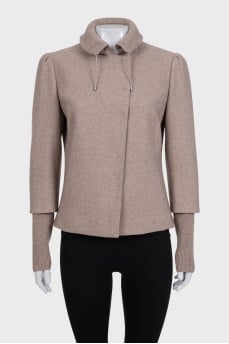 Cropped brown single-breasted coat
