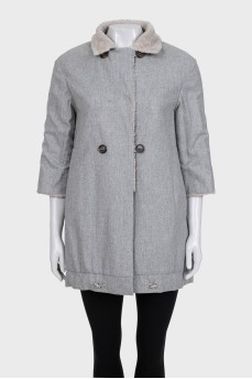 Reversible coat made of wool, silk and cashmere