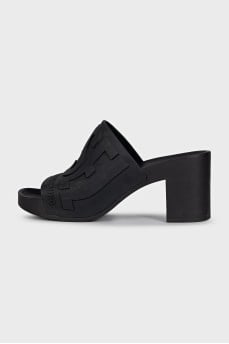 Black rubber mules SA-PAMELA H