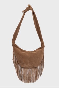 Brown suede bag with fringe