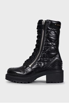 Black D-Leader leather boots