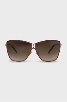 Red frame sunglasses with gradient lenses