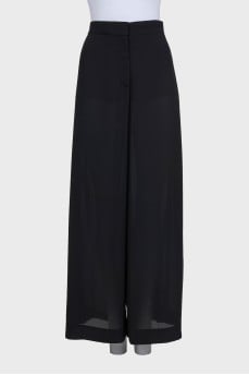 Black wide-leg fit trousers