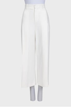White wide-leg high-waisted trousers