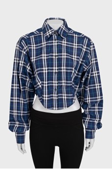 Cropped shirt with a plaid print