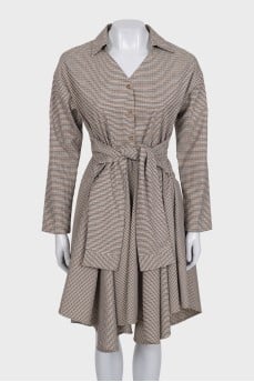 Fitted dress in a small check pattern