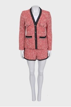 Red tweed suit with shorts