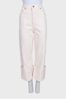 White jeans with cuffs