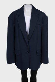 Long blue loose-fitting jacket