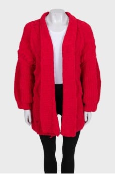 Red knitted cardigan