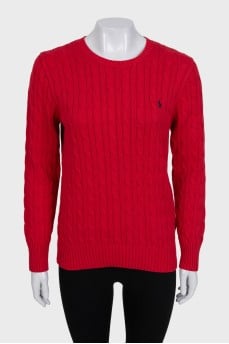 Red jumper with tag