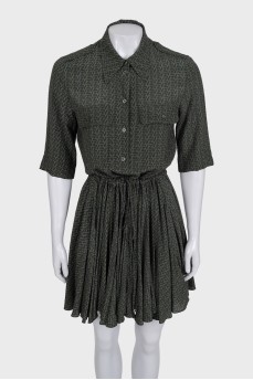 Fitted dress with signature print and buttons