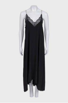 Black asymmetrical dress with straps