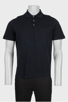 Men's black polo shirt with buttons