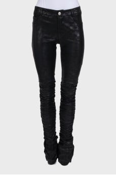 Straight-leg trousers with draping
