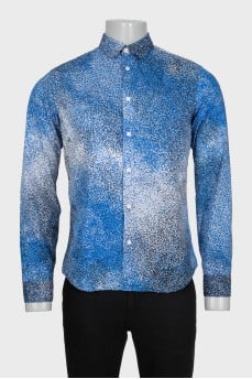 Men's blue printed button-down shirt