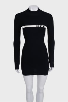 Black bodycon dress with contrast print