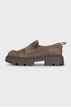Green suede loafers