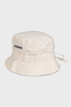 Panama hat with a silver logo