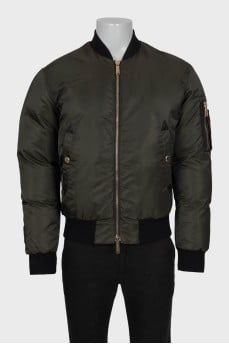 Men's insulated green bomber jacket