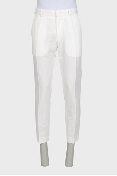 Men's straight-cut white trousers