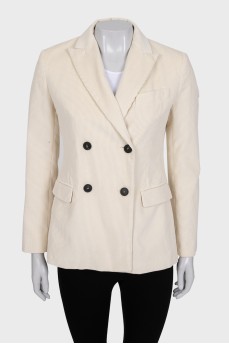 Double-breasted corduroy jacket in white