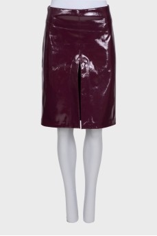 Purple eco-leather skirt