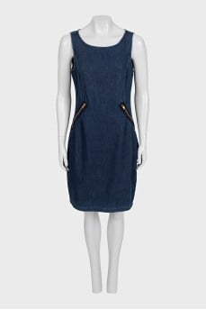 Blue denim sleeveless dress