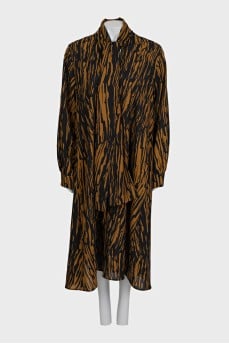 Long sleeve printed straight dress