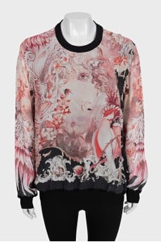 Translucent sweatshirt with print