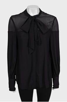 Semi-sheer black loose blouse with tag