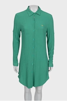 Green logo shirt dress