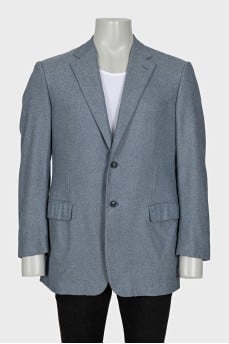 Men's light blue wool jacket with a small print