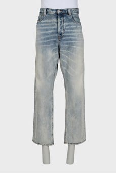 Men's light blue loose fit jeans