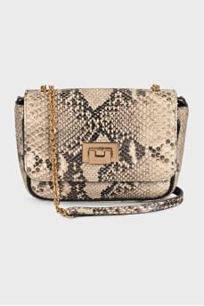 Leather bag with animal print