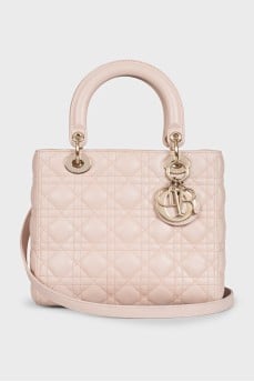 Quilted pink leather bag
