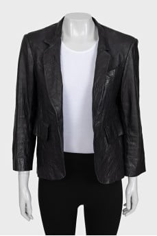 Leather jacket with pockets
