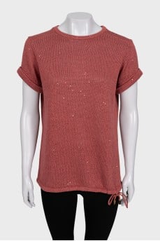Knitted T-shirt with sequins