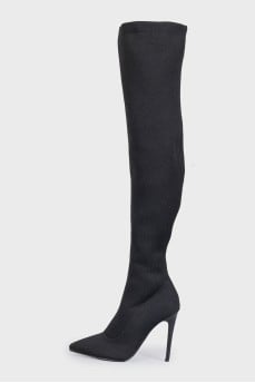 Textile stiletto-heeled over-the-knee boots