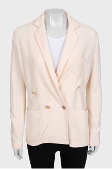 Beige double-breasted wool jacket