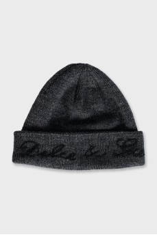 Knitted hat with embroidered logo