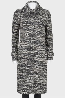 Black and white wool coat