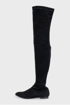 Suede over-the-knee boots with a back zip