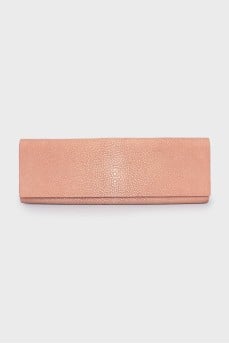 Rectangular leather clutch with magnetic clasp