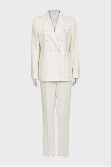 White suit with linen trousers